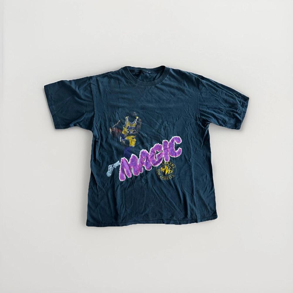 90S Magic Johnson Los Angeles Lakers Tee  Size Large 225X275